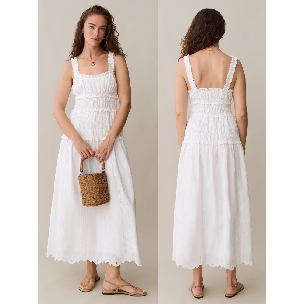 NWT o.p.t Freya Cotton Maxi Dress in White Embroidery - Size Medium